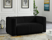 Ravish Black Velvet Loveseat - 640Black-L - Vega Furniture