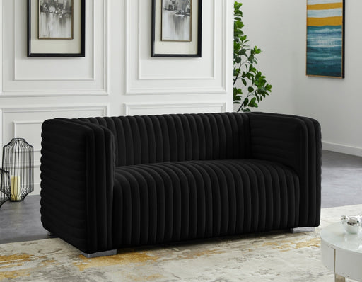 Ravish Black Velvet Loveseat - 640Black-L - Vega Furniture