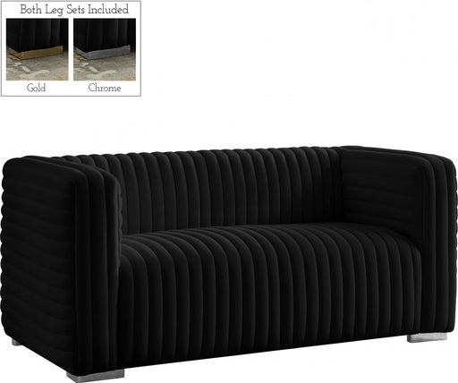 Ravish Black Velvet Loveseat - 640Black-L - Vega Furniture