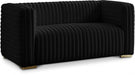 Ravish Black Velvet Loveseat - 640Black-L - Vega Furniture