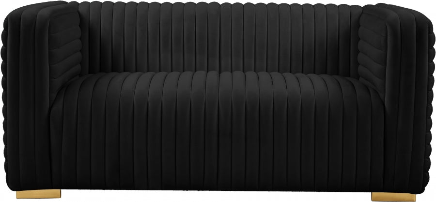 Ravish Black Velvet Loveseat - 640Black-L - Vega Furniture