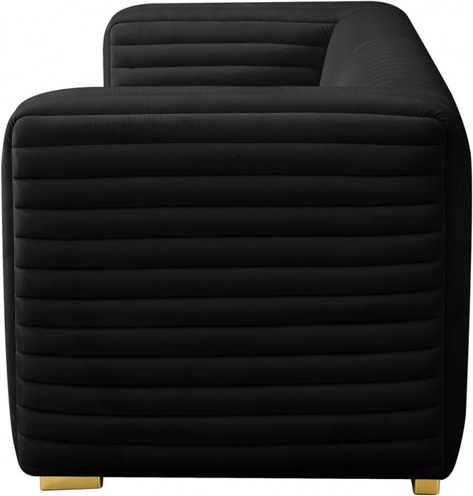 Ravish Black Velvet Loveseat - 640Black-L - Vega Furniture