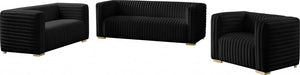 Ravish Black Velvet Sofa - 640Black-S - Vega Furniture