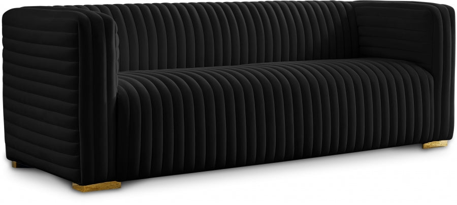 Ravish Black Velvet Sofa - 640Black-S - Vega Furniture