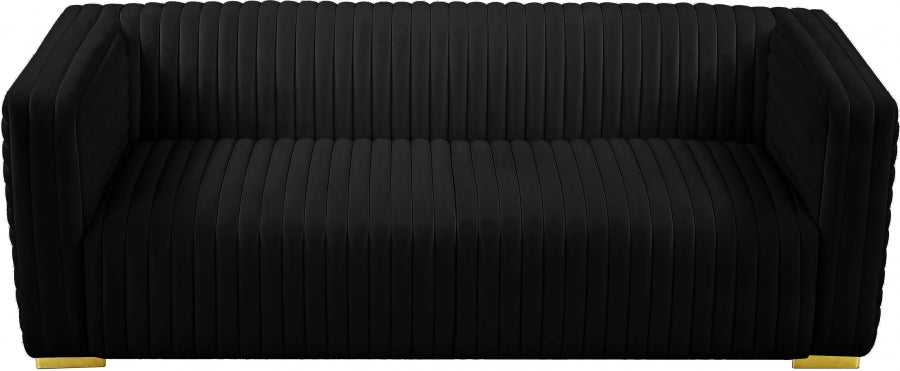 Ravish Black Velvet Sofa - 640Black-S - Vega Furniture