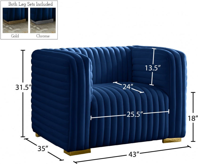 Ravish Blue Velvet Chair - 640Navy-C - Vega Furniture