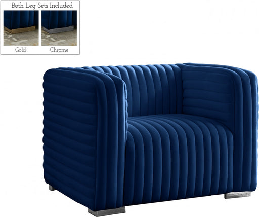 Ravish Blue Velvet Chair - 640Navy-C - Vega Furniture