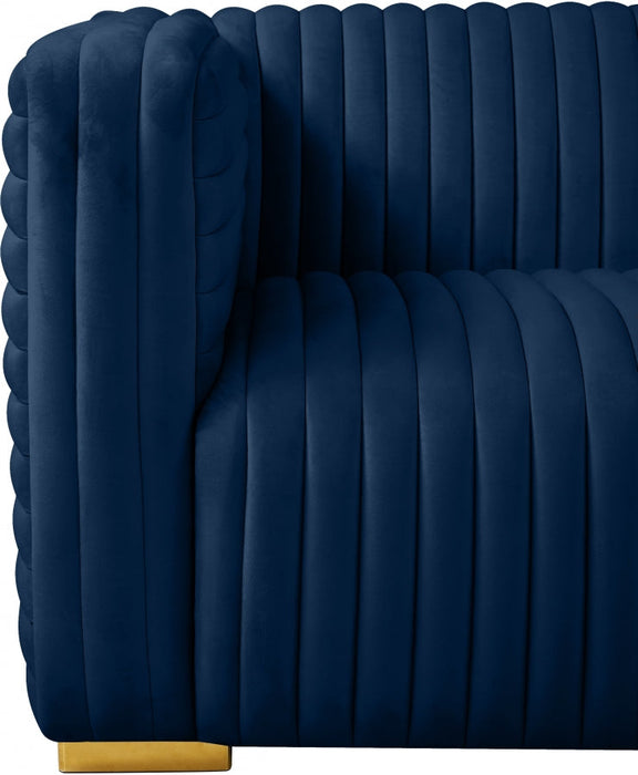 Ravish Blue Velvet Loveseat - 640Navy-L - Vega Furniture