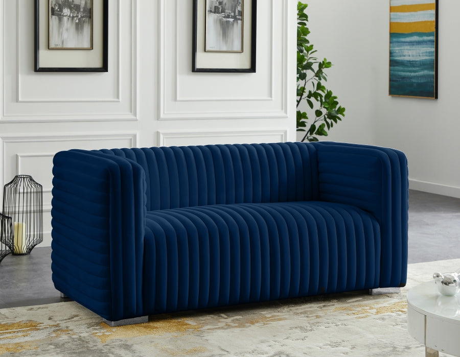 Ravish Blue Velvet Loveseat - 640Navy-L - Vega Furniture