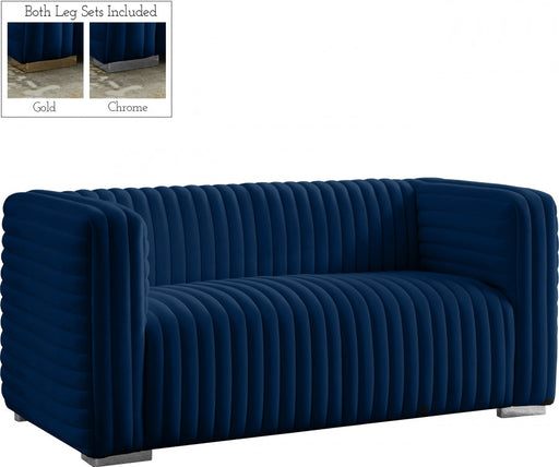 Ravish Blue Velvet Loveseat - 640Navy-L - Vega Furniture