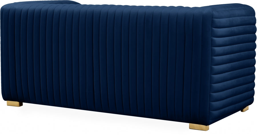 Ravish Blue Velvet Loveseat - 640Navy-L - Vega Furniture