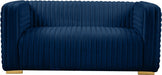 Ravish Blue Velvet Loveseat - 640Navy-L - Vega Furniture