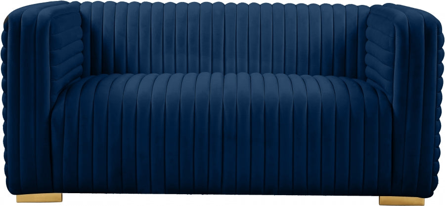 Ravish Blue Velvet Loveseat - 640Navy-L - Vega Furniture