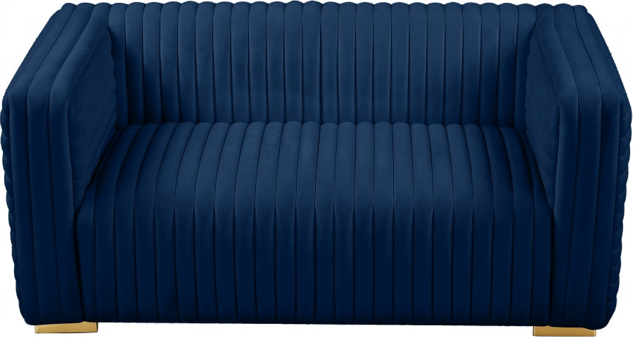 Ravish Blue Velvet Loveseat - 640Navy-L - Vega Furniture