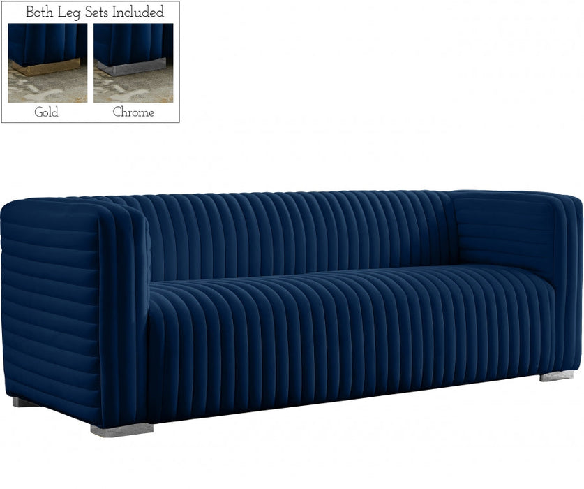 Ravish Blue Velvet Sofa - 640Navy-S - Vega Furniture