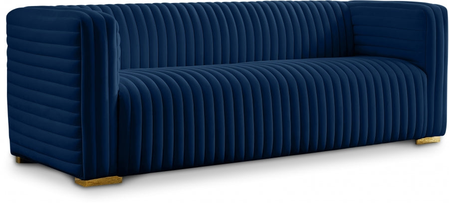 Ravish Blue Velvet Sofa - 640Navy-S - Vega Furniture