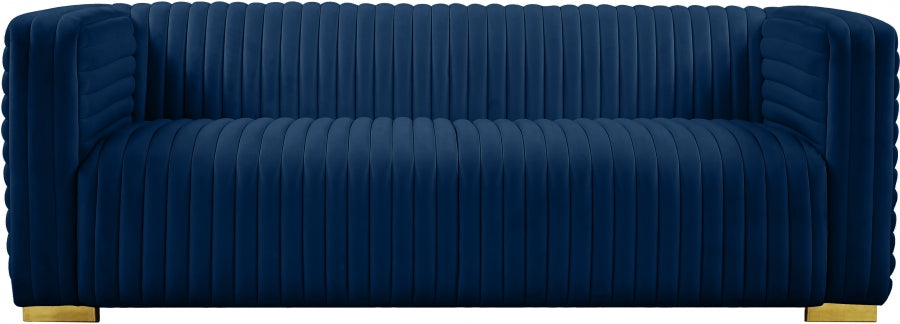 Ravish Blue Velvet Sofa - 640Navy-S - Vega Furniture