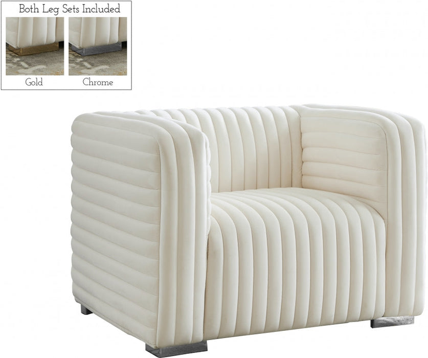 Ravish Cream Velvet Chair - 640Cream-C - Vega Furniture