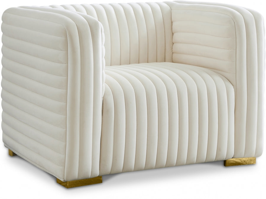 Ravish Cream Velvet Chair - 640Cream-C - Vega Furniture