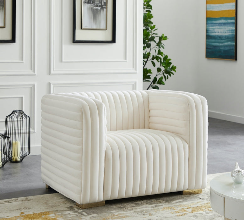 Ravish Cream Velvet Chair - 640Cream-C - Vega Furniture