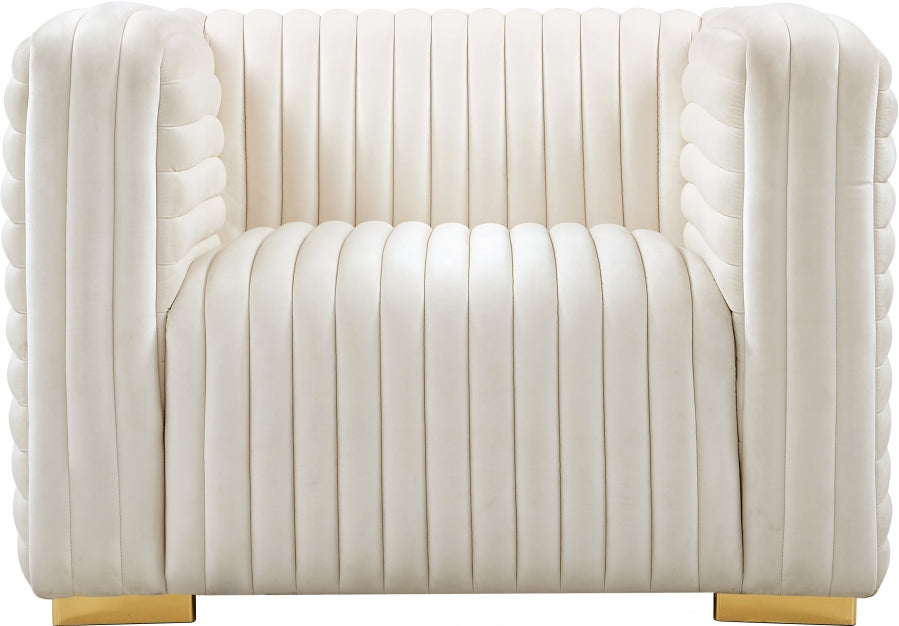 Ravish Cream Velvet Chair - 640Cream-C - Vega Furniture