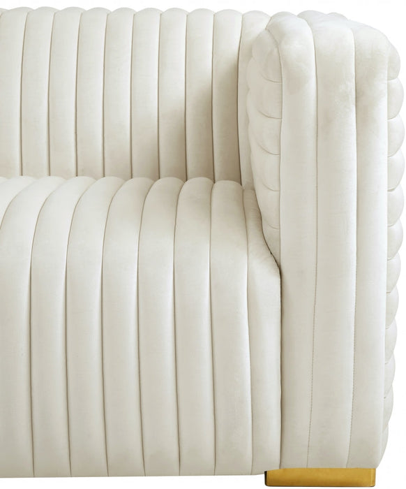 Ravish Cream Velvet Loveseat - 640Cream-L - Vega Furniture