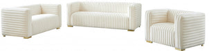 Ravish Cream Velvet Loveseat - 640Cream-L - Vega Furniture