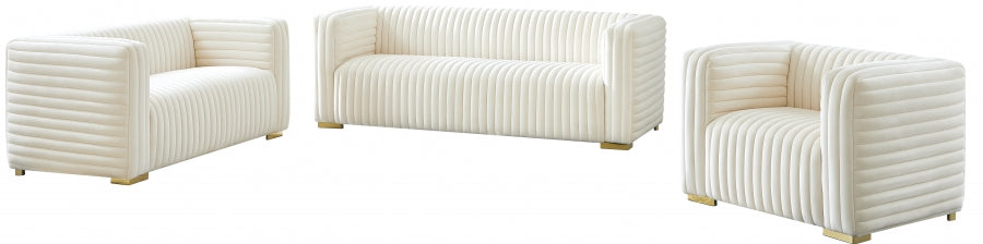 Ravish Cream Velvet Loveseat - 640Cream-L - Vega Furniture