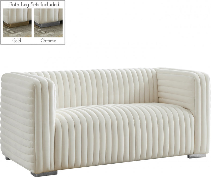 Ravish Cream Velvet Loveseat - 640Cream-L - Vega Furniture