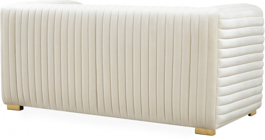 Ravish Cream Velvet Loveseat - 640Cream-L - Vega Furniture