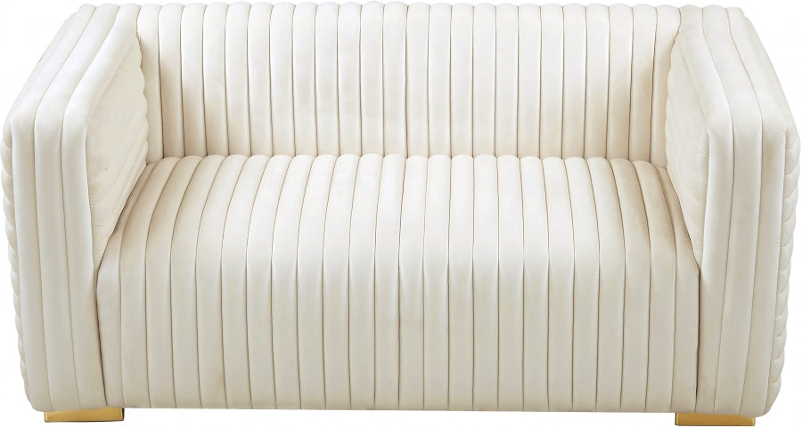 Ravish Cream Velvet Loveseat - 640Cream-L - Vega Furniture