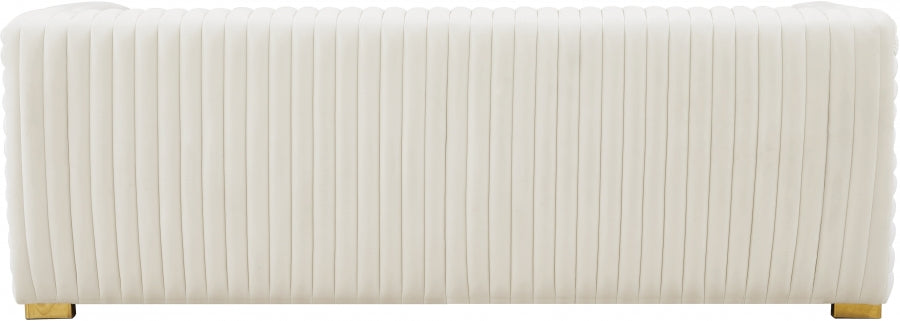 Ravish Cream Velvet Sofa - 640Cream-S - Vega Furniture