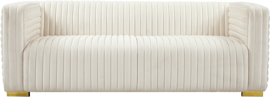 Ravish Cream Velvet Sofa - 640Cream-S - Vega Furniture