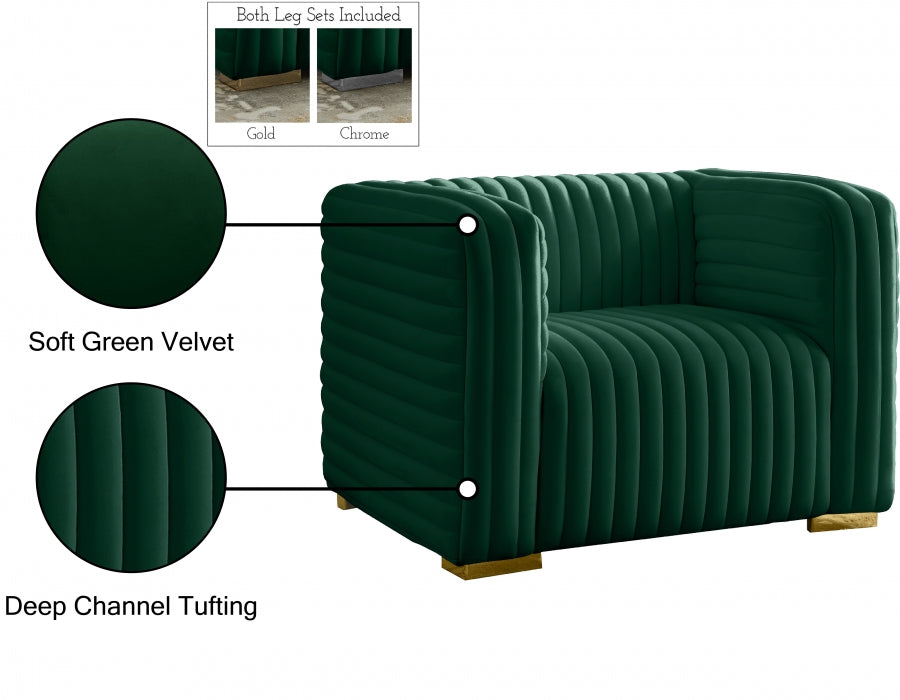 Ravish Green Velvet Chair - 640Green-C - Vega Furniture