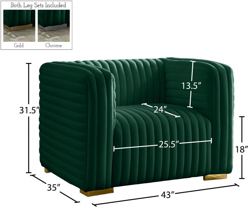 Ravish Green Velvet Chair - 640Green-C - Vega Furniture