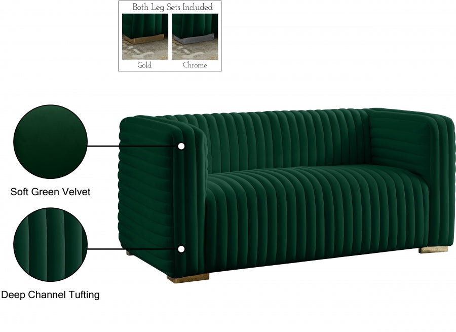 Ravish Green Velvet Loveseat - 640Green-L - Vega Furniture