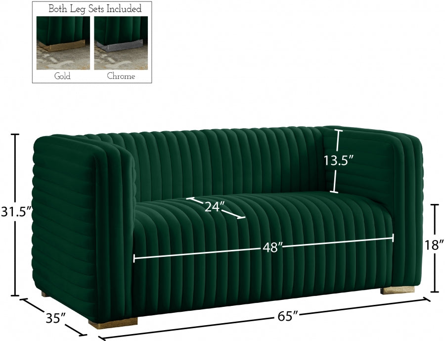 Ravish Green Velvet Loveseat - 640Green-L - Vega Furniture