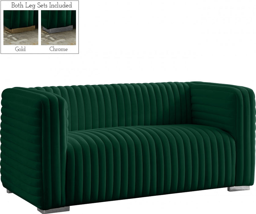 Ravish Green Velvet Loveseat - 640Green-L - Vega Furniture