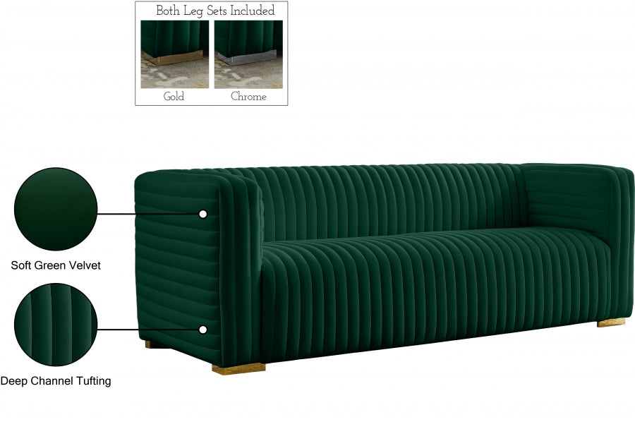 Ravish Green Velvet Sofa - 640Green-S - Vega Furniture