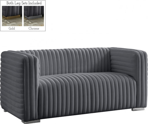 Ravish Grey Velvet Loveseat - 640Grey-L - Vega Furniture