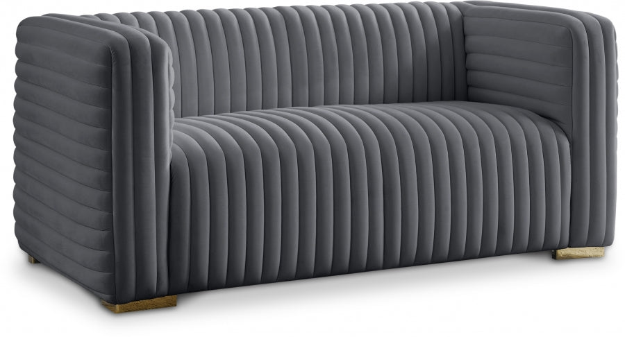 Ravish Grey Velvet Loveseat - 640Grey-L - Vega Furniture