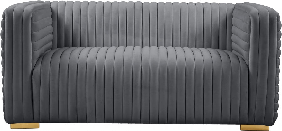 Ravish Grey Velvet Loveseat - 640Grey-L - Vega Furniture