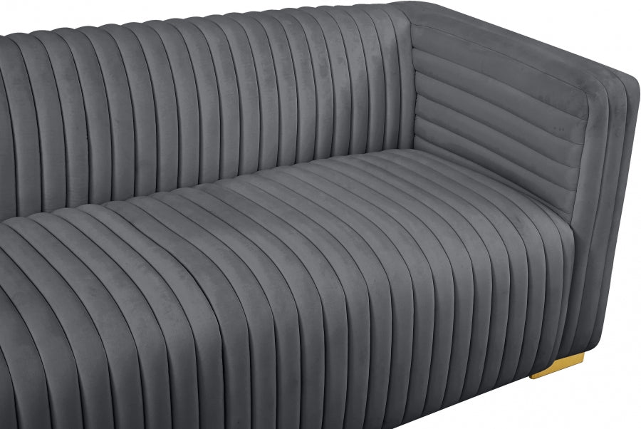 Ravish Grey Velvet Sofa - 640Grey-S - Vega Furniture