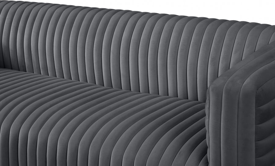 Ravish Grey Velvet Sofa - 640Grey-S - Vega Furniture