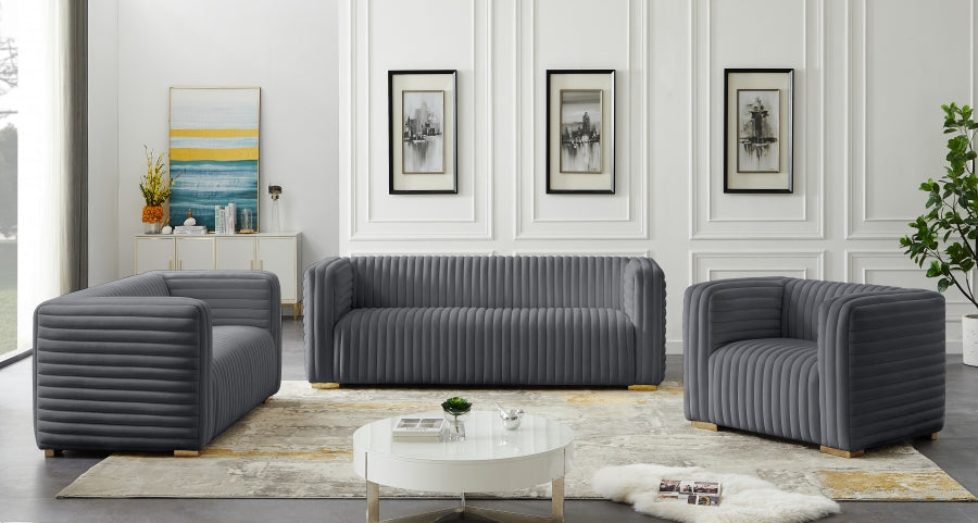 Ravish Grey Velvet Sofa - 640Grey-S - Vega Furniture