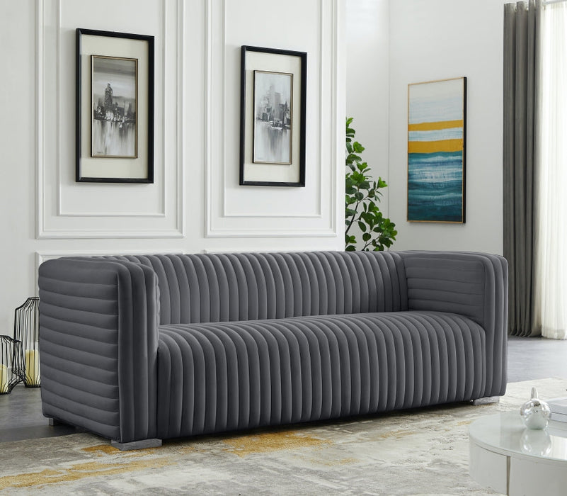 Ravish Grey Velvet Sofa - 640Grey-S - Vega Furniture