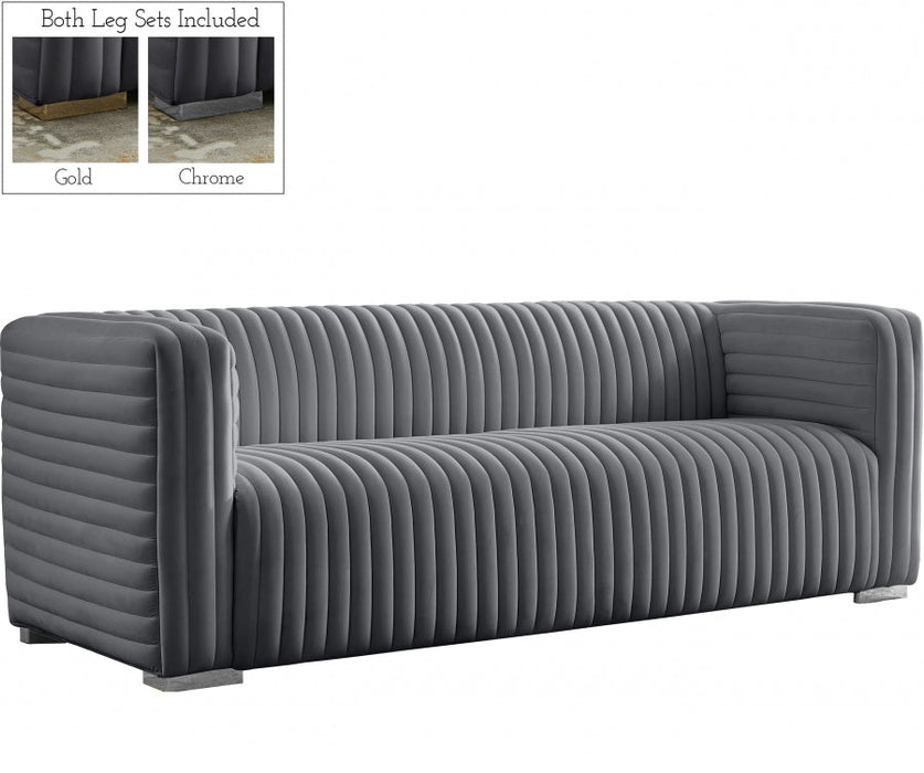 Ravish Grey Velvet Sofa - 640Grey-S - Vega Furniture