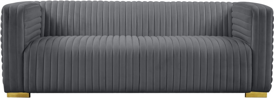 Ravish Grey Velvet Sofa - 640Grey-S - Vega Furniture