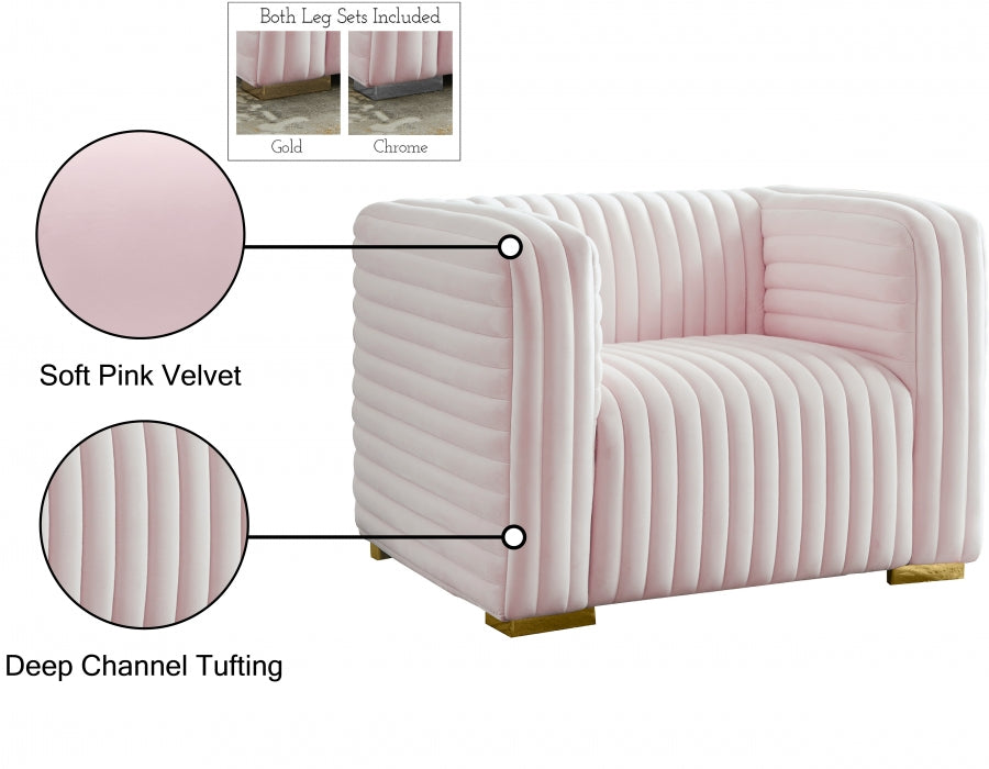 Ravish Pink Velvet Chair - 640Pink-C - Vega Furniture