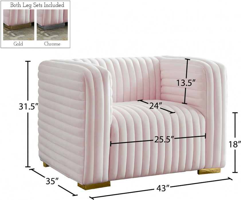 Ravish Pink Velvet Chair - 640Pink-C - Vega Furniture